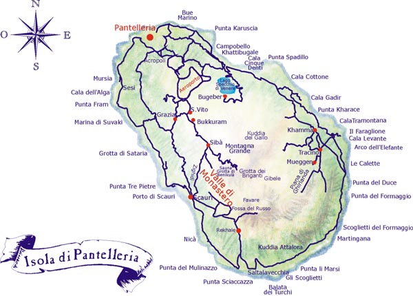 Map of Pantelleria island